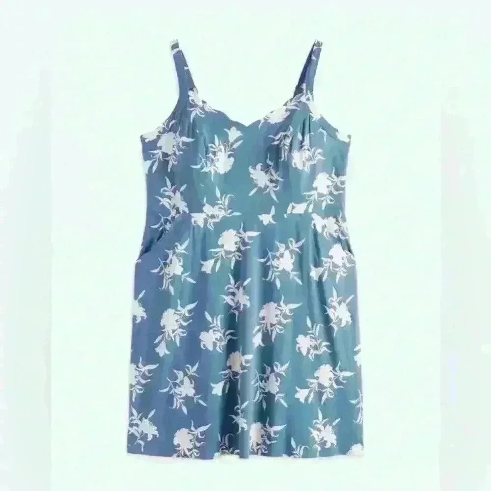 41 Hawthorn Beatriz Scallop Detail Dress in Blue - Size 1X (NWT)